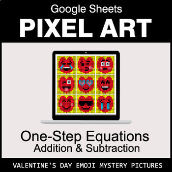 Preview of Valentine's Day Google Sheets - One-Step Equations - Addition & Subtraction