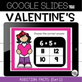 Valentine's Day Google Slides™ Addition Facts Practice Set 1