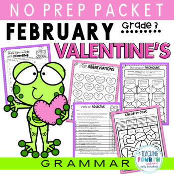 Preview of Valentine's Day Grammar 3rd Grade Worksheets and Activities 