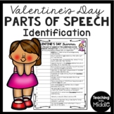 Valentine's Day Grammar Identification Worksheet Parts of Speech