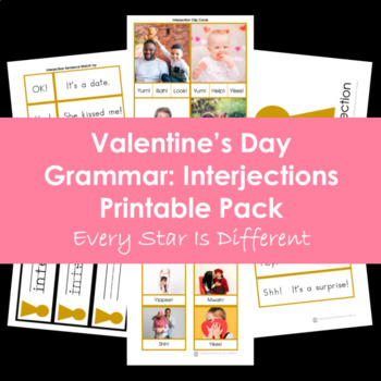 Preview of Valentine's Day Grammar: Interjections Printable Pack
