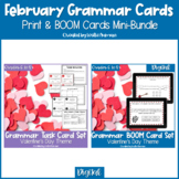 Valentine's Day Grammar Print Task Cards and BOOM Cards BUNDLE