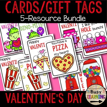 Preview of Valentine's Day Greeting Card Bundle, Gift / Treat Tag, Valentine Card Writing