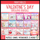 Valentine's Day Growing Bundle - Worksheets, Puzzles, Game