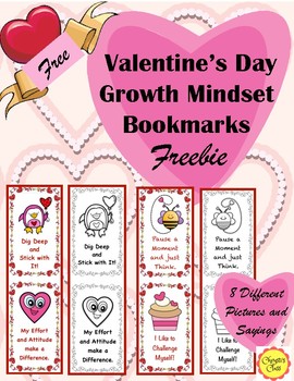 Valentine's Day Growth Mindset Bookmarks Freebie