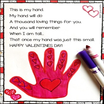 Preview of Valentine's Day Handprint - Keepsake Poem for Kids