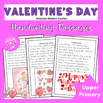 Preview of Valentine's Day Handwriting Passages - Vic Modern Cursive