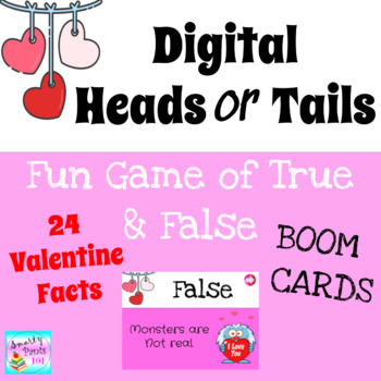 Preview of Valentine's Day Heads or Tails Digital Boom Cards Game