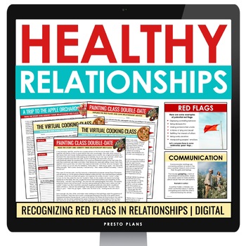 Preview of Healthy Relationships SEL Lesson & Red Flags Activity - Digital