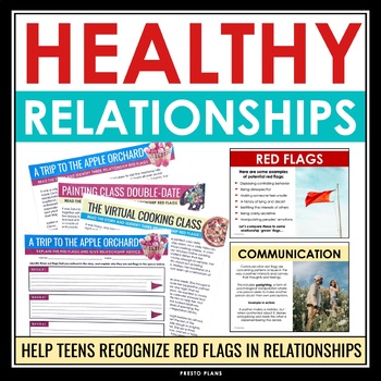 Preview of Healthy Relationships SEL Lesson & Red Flags Reading Activity