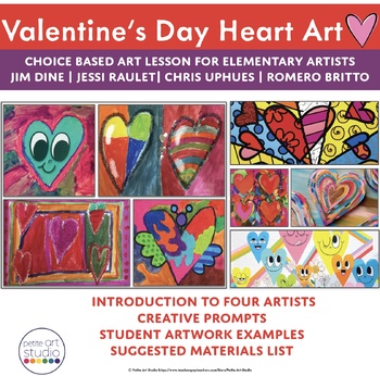 Preview of Valentine's Day Heart Art: Choice Based Art Lesson