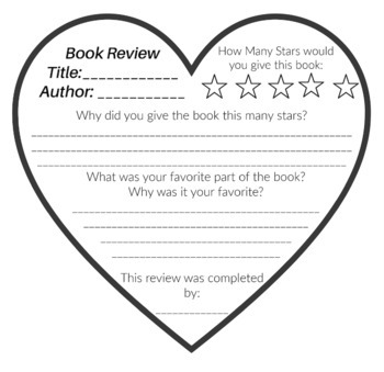 Preview of Valentine's Day Heart Book Review Template (for any book)