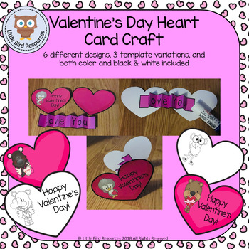 Valentine's Day Heart Card Craft Activity by Little Bird Resources