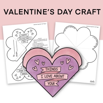 Preview of Valentine's Day Heart Card Craft, Reasons I Love You Coloring Activity