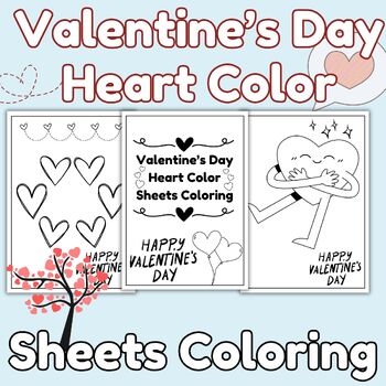 Preview of February coloring book  - Valentine’s Day Heart Color Sheets - coloring pages