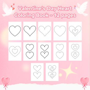 Preview of Valentine’s Day Heart Coloring Book - 12 pages