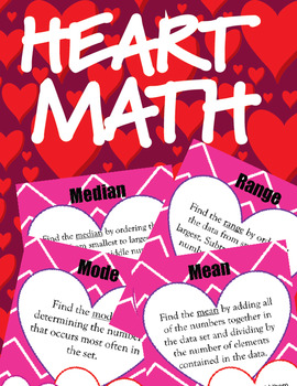 Preview of Valentine's Day Heart Math - Mean, Median, Mode, Range, Fractions & Graphing