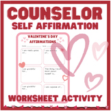 Valentine's Day Heart Positive Self Affirmation Worksheet 