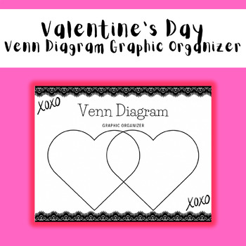 Preview of Valentine's Day Heart Venn Diagram Graphic Organizer