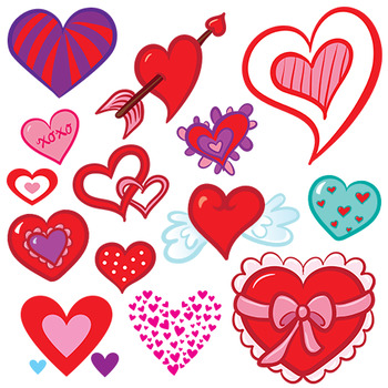 Valentine's Day Hearts Clip Art by Amelie Pepin | TPT