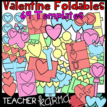 Preview of Valentine's Day & Hearts Foldables, Interactives, Flip Book Templates