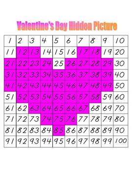Preview of Valentine's Day Hidden Picture (Hundreds Board Activity)