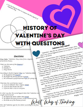 Preview of Valentine's Day History with questions