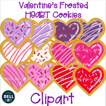 Valentine's Day Holiday HEARTS Frosted Cookies Color Clipart by Three ...