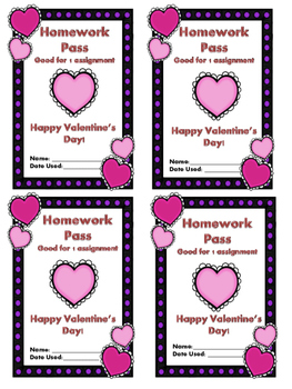 Hello Kitty Free Homework Pass - Valentines Cards 10 per page