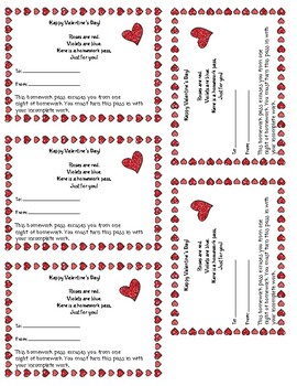 Valentine S Day Homework Passes By Mary Bown Teachers Pay Teachers   Original 2992410 1 