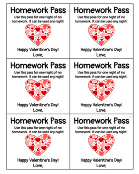 Valentine S Day Homework Passes By Little Learners Literacy And Math   Original 9195872 1 