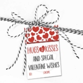 Valentine's Day Hugs and Kisses Gift Tags Bag Toppers Cookie Tags