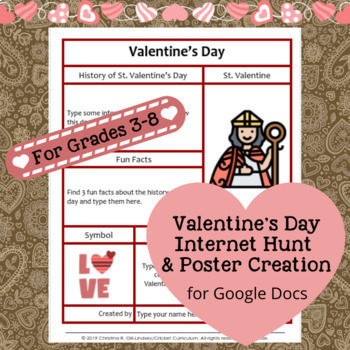Preview of Valentine's Day Hunt & Poster Creation for Grades 3-8 (A GOOGLE Docs Activity)