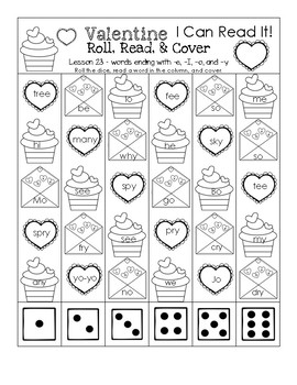 Valentine's Day I Can Read It! Roll, Read, and Cover (Lesson 23)