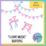 Valentine's Day I Love Music Bunting/Pennants