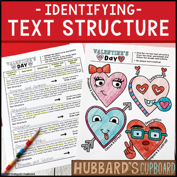 Preview of Valentine's Day / Identify Nonfiction Text Structure Worksheets / Signal Words