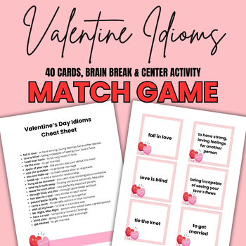 Preview of Valentine's Day Game ESL Flashcards Figurative Language Holiday Center Activity