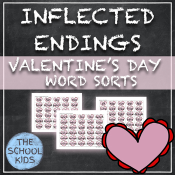 Preview of Valentine's Day Inflected Endings Word Sorts s es ies 3 sounds of ed ing