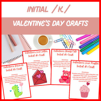 Preview of Valentine’s Day Initial /k/ Artic Crafts - Color, Cut, Paste | Digital Resource