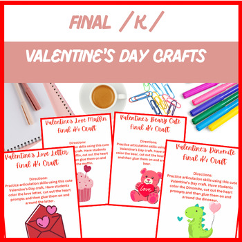 Preview of Valentine’s Day Initial /k/ Artic Crafts - Color, Cut, Paste | Digital Resource