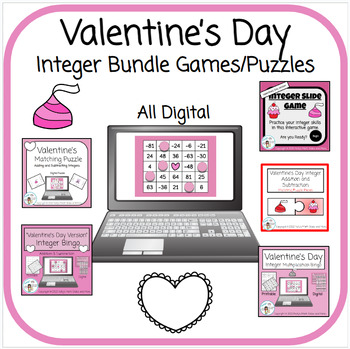 Preview of Valentine's Day Integer Bundle of 5 Games/Puzzles