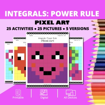 Preview of Valentine's Day: Integrals Power Rule Pixel Art Activity