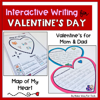 Preview of Valentines Day Writing Activity for Mom and Dad and Map of My Heart Template