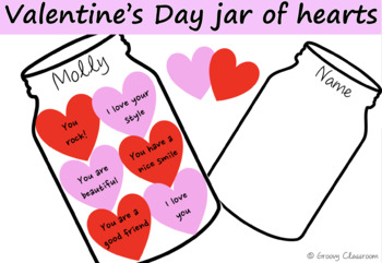 Preview of Valentine's Day Jar of Hearts Craft