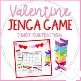 Math Jenga Game for 2 Digit Subtraction with Valentine's D