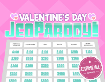 Preview of Valentine's Day JeoParody Trivia Powerpoint Game - Mac PC iPad Jeopardy style