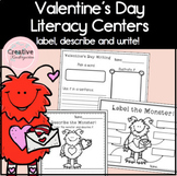 Valentine's Day Kindergarten Literacy Worksheets, Centers 