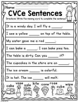 Valentine's Day Kindergarten Worksheets (February) by Gneiss Corner