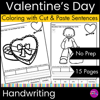 Preview of Valentine's Day Kindergarten Writing Center Coloring Pages & Sentence Worksheets