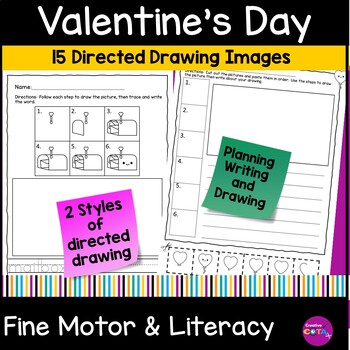 Preview of Valentine's Day Creative Writing Prompts Kindergarten & 1st Grade No Prep Center